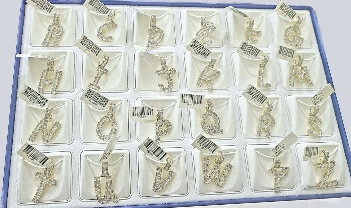 Real 10K Yellow Gold Initials Diamond Cut Charm A-Z Pendant  Alphabets