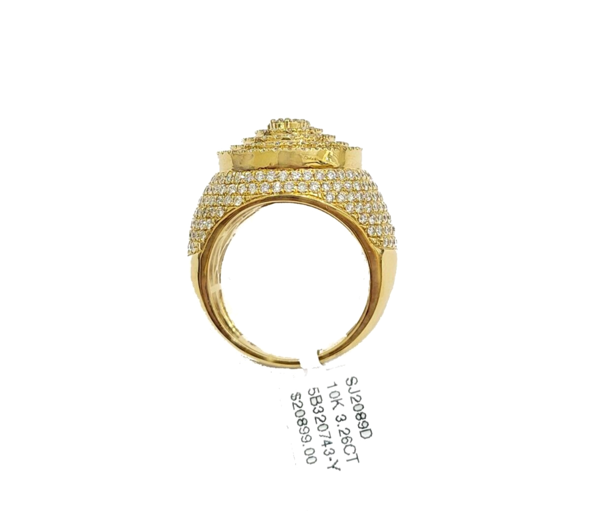 Real 10k Yellow Gold Diamond Lollipop Ring Genuine 3.26CT Diamonds 10kt Size 10