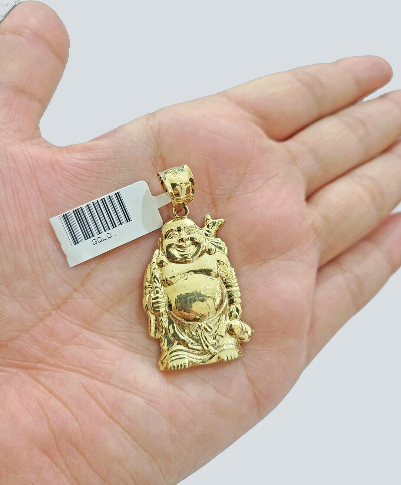 Real 10k Yellow Gold  Laughing Buddha Charm 1.5''inches  Pendant 10kt for Chain