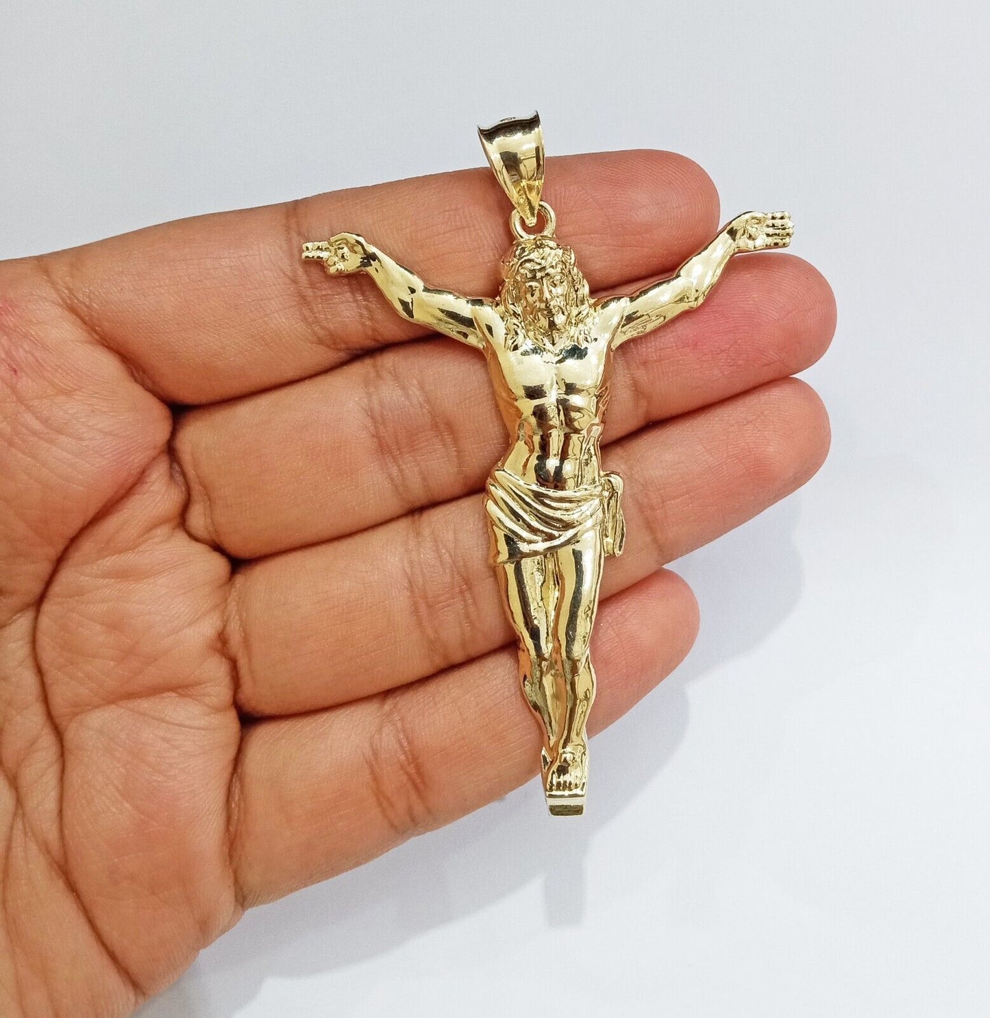 Real 10k Yellow Gold Jesus Crucifix Charm 10kt Pendant Men Women