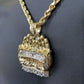 Real 10k Yellow Gold Rope Chain 24"  Necklace  Praying Hand Last Supper Pendant