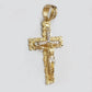 Real 14k Yellow Gold Nugget Jesus Cross Charm Pendant 2" 14kt Gold