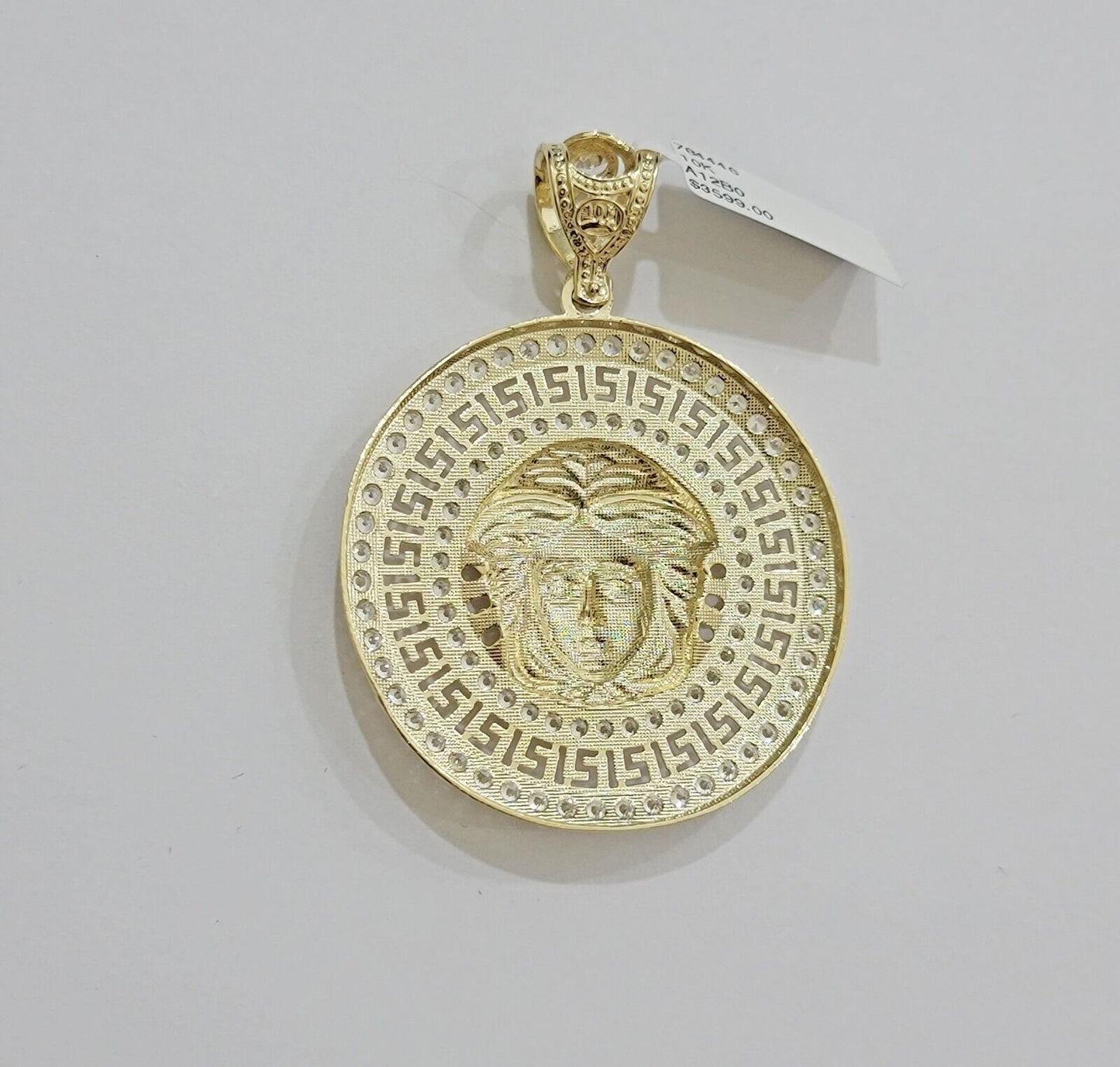 Real 10k Yellow Gold Medusa Head Charm Pendant 2.25" With Stones 10kt for Chain