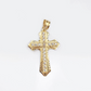 Real 14k Yellow Gold Diamond Cut Cross Charm Pendant For Mens 14kt Cross, New