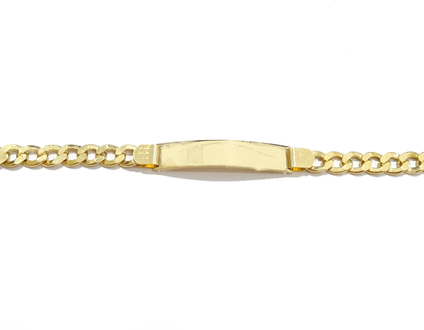 Real 10kt Yellow Gold Cuban Curb Link ID Bracelet Unisex 8.5'' 10mm Unisex