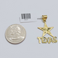 Real 10k Yellow Gold Texas Star Charm 1'' inches  Pendant 10kt for Chain
