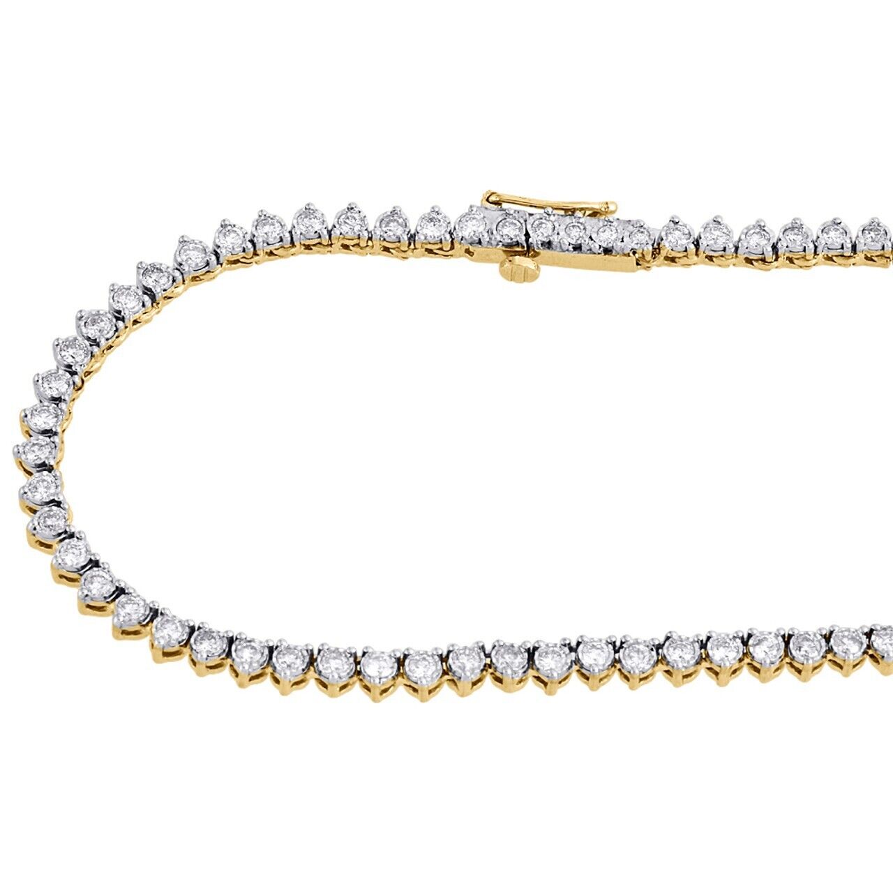 10k Solid Tennis Ice Chain Real Gold 18 Inch Necklace 4mm Genuine 1.50CT Diamond