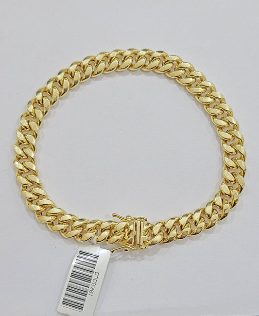 10k Yellow Gold Miami Cuban Link Bracelet 8.5" inch 8mm Real 10kt Box Lock Men