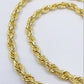 Real 14k Yellow Gold Rope Chain 6.5mm 24" inch Long 14kt Men's Necklace