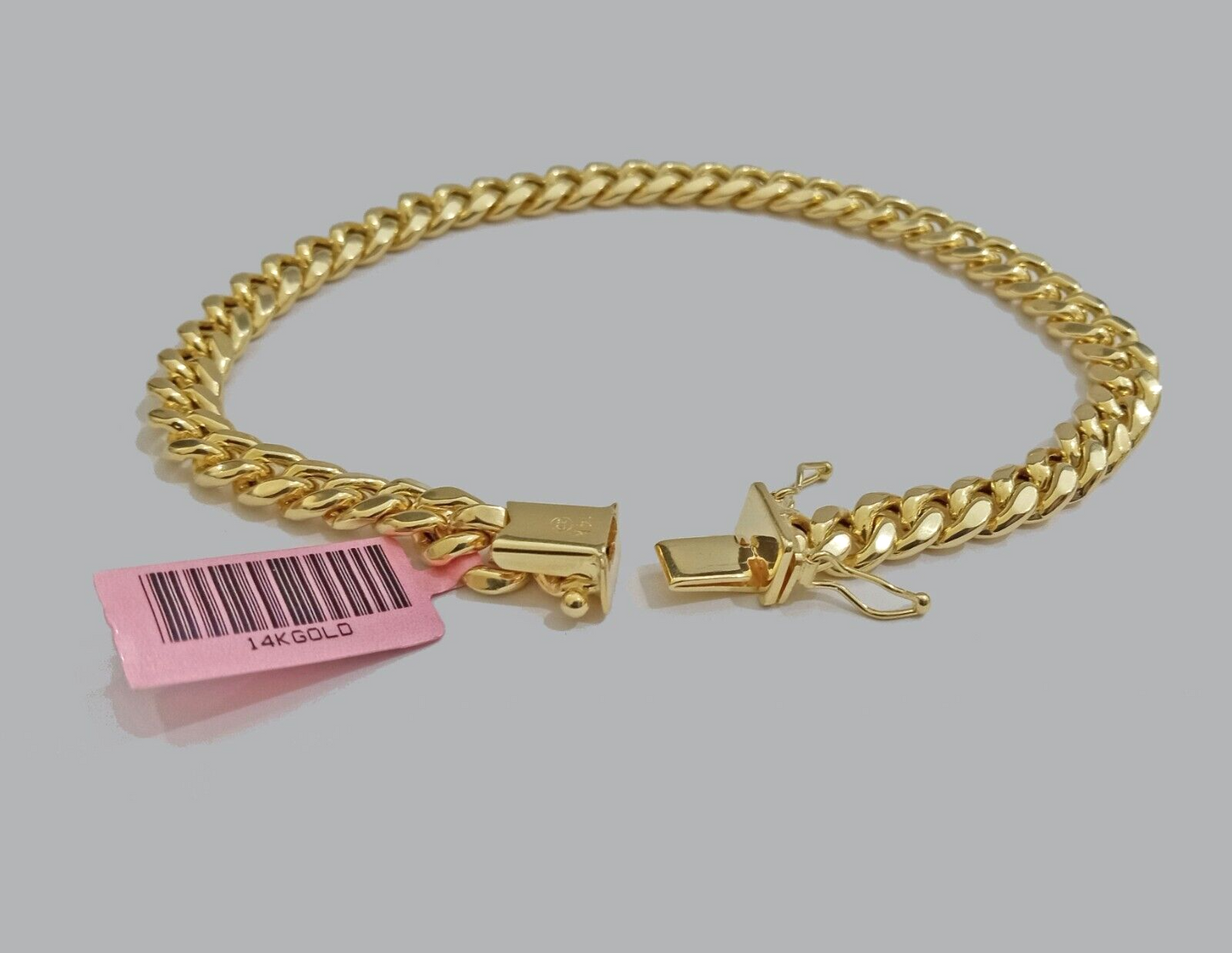 14k Yellow Gold Miami Cuban Link Bracelet 8.5'' inch 7mm Real Men & Ladies 14kt