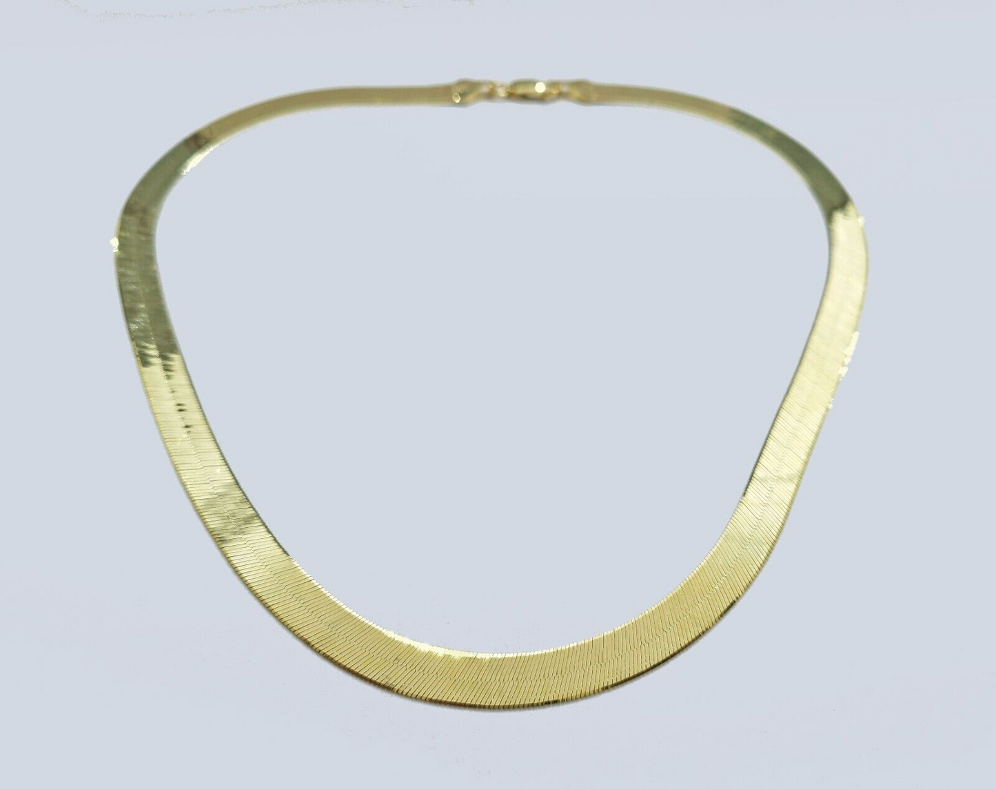 Real 10k Yellow Gold Necklace 8mm Herringbone Chain 18'' inches Unisex