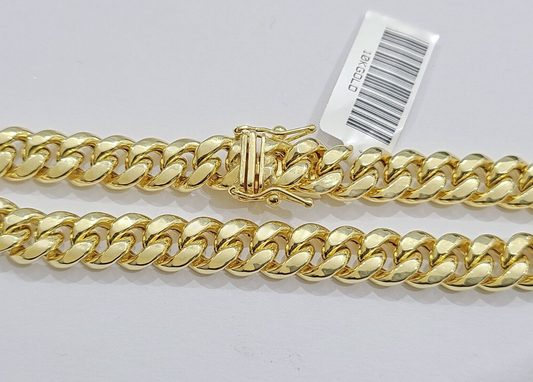 10k Yellow Gold Miami Cuban Link Bracelet 9" inch 8mm Real 10kt Box Lock Men