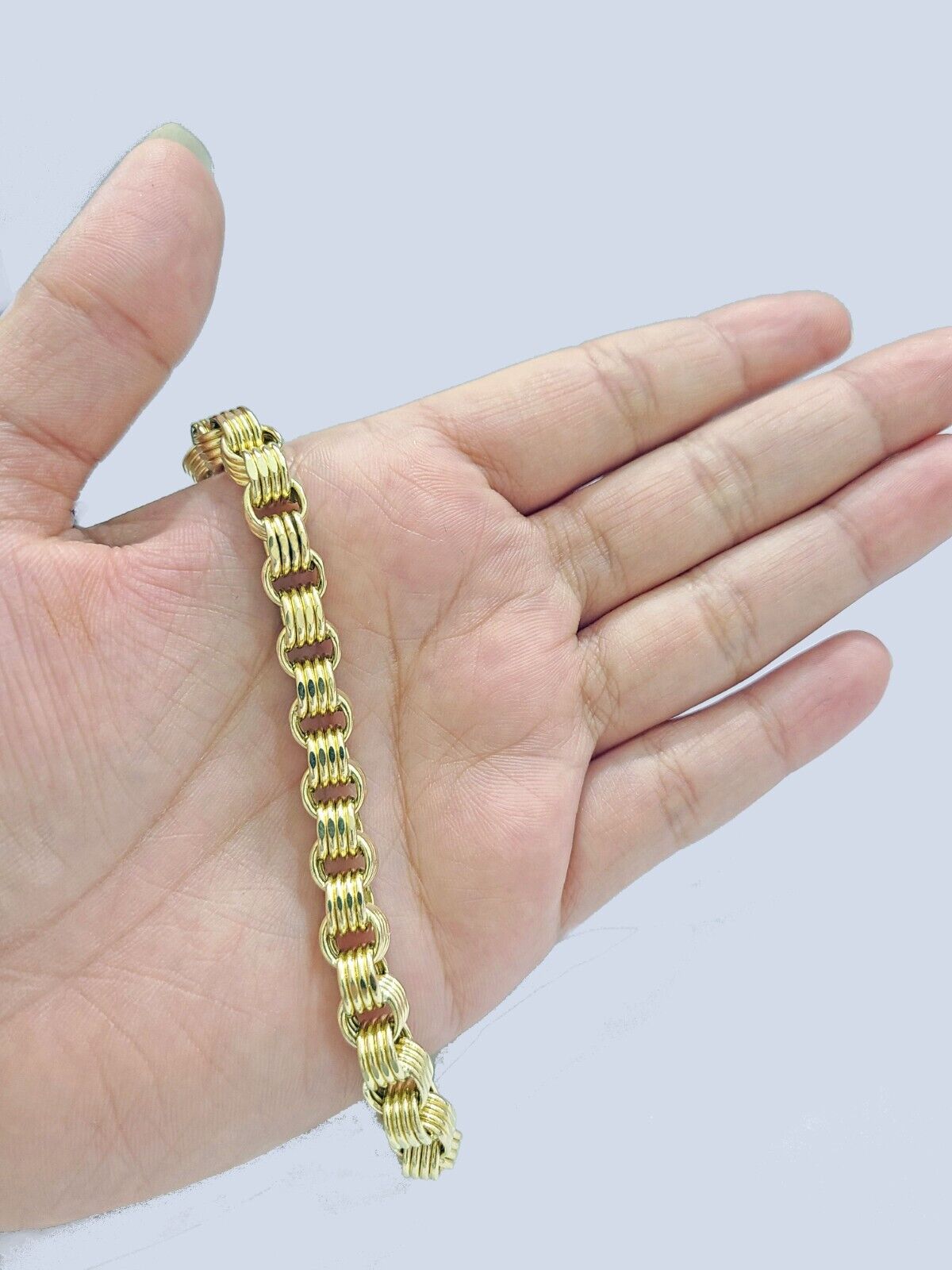 Real 10k Yellow Gold 8mm Box Byzantine Bracelet 8" inch 10kt Unisex Men Women