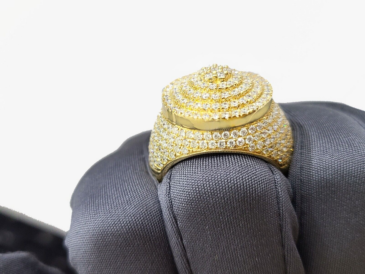 Real 10k Yellow Gold Diamond Lollipop Ring Genuine 3.26CT Diamonds 10kt Size 10