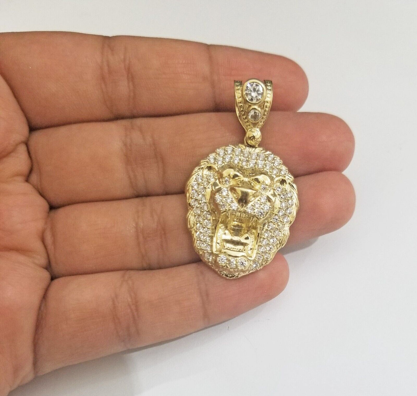 Real 10k Yellow Gold Charm Lion Head Pendant 10kt Gold