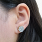 Real 10k Yellow Gold Earring Stud White Diamond 2.11CT Round Design Unisex