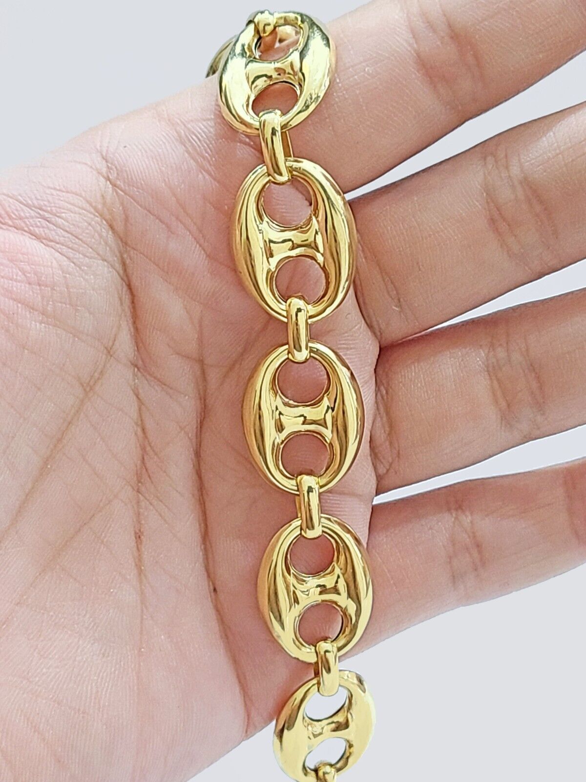 Real 10kt Yellow Gold Mariner Link Bracelet Unisex 9'' Inches 15mm