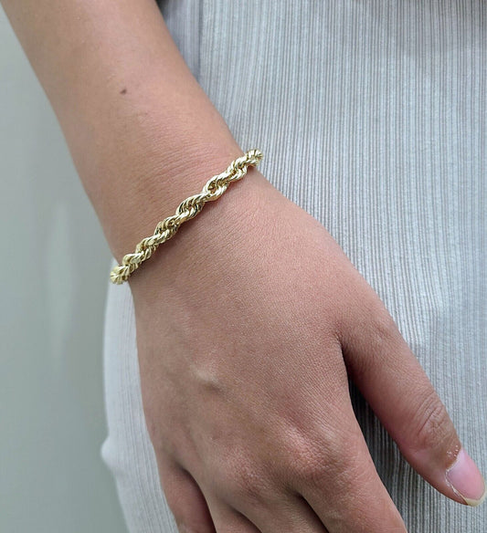 Real 10k Yellow Gold 5mm Rope Bracelet 9'' inch 10kt Unisex