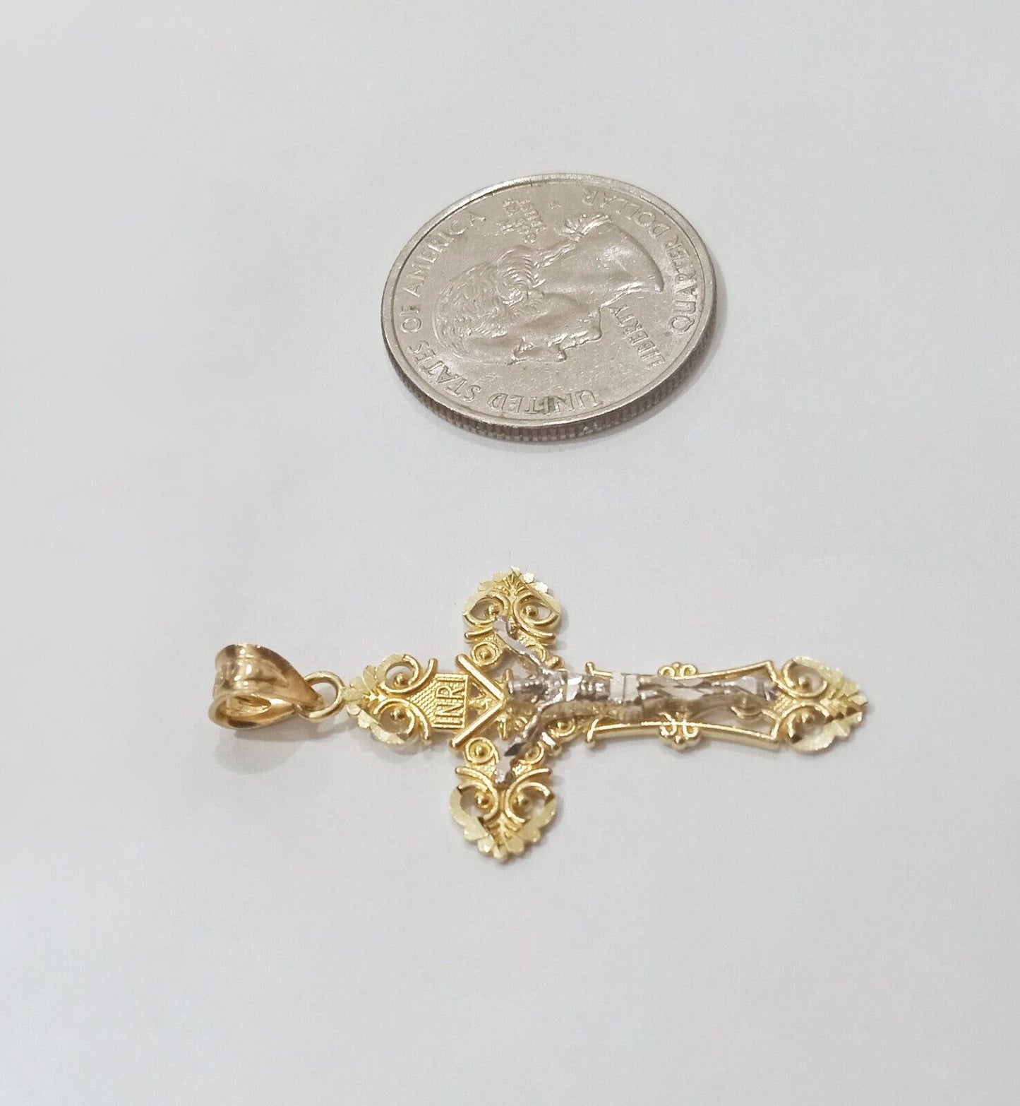 Real 10k Yellow Gold Jesus Crucifix Cross Charm Pendant Men Women 10kt Gold