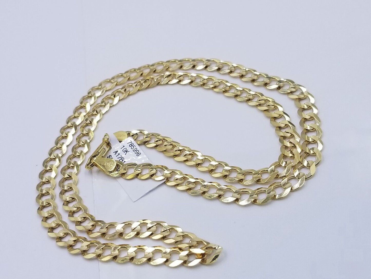 Real 10k Yellow Gold Solid Necklace Cuban Curb Link Chain 6mm 22" inch For Men