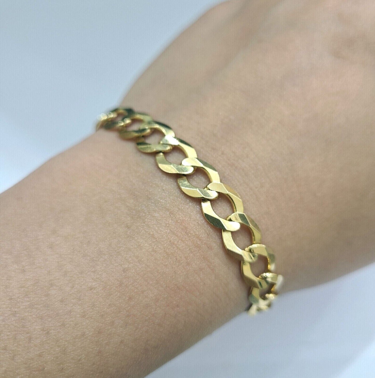 Real 10K Yellow Gold 8mm Cuban Curb Link Bracelet 8" inch 10kt Lobster lock