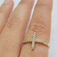 10k Yellow Gold Ring Ladies size 7 Real 10kt Cross Ring With Stones For Women