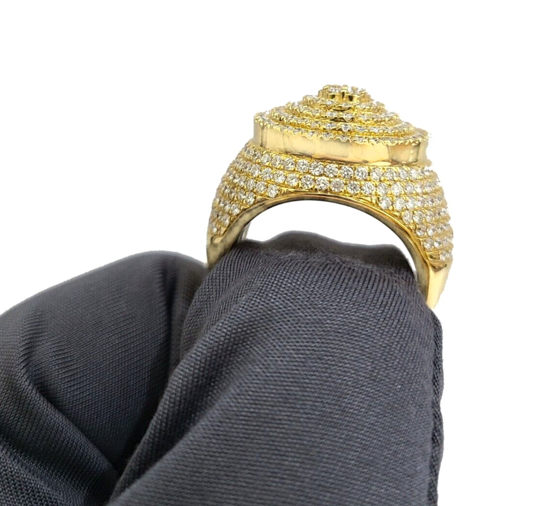 Real 10k Yellow Gold Diamond Lollipop Ring Genuine 3.26CT Diamonds 10kt Size 10