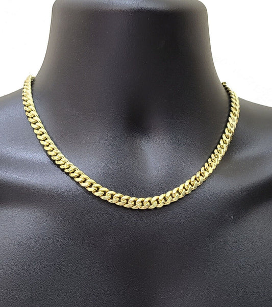 14k Yellow Gold Miami Cuban Link Chain 8mm 18" Necklace Box Lock Choker Real