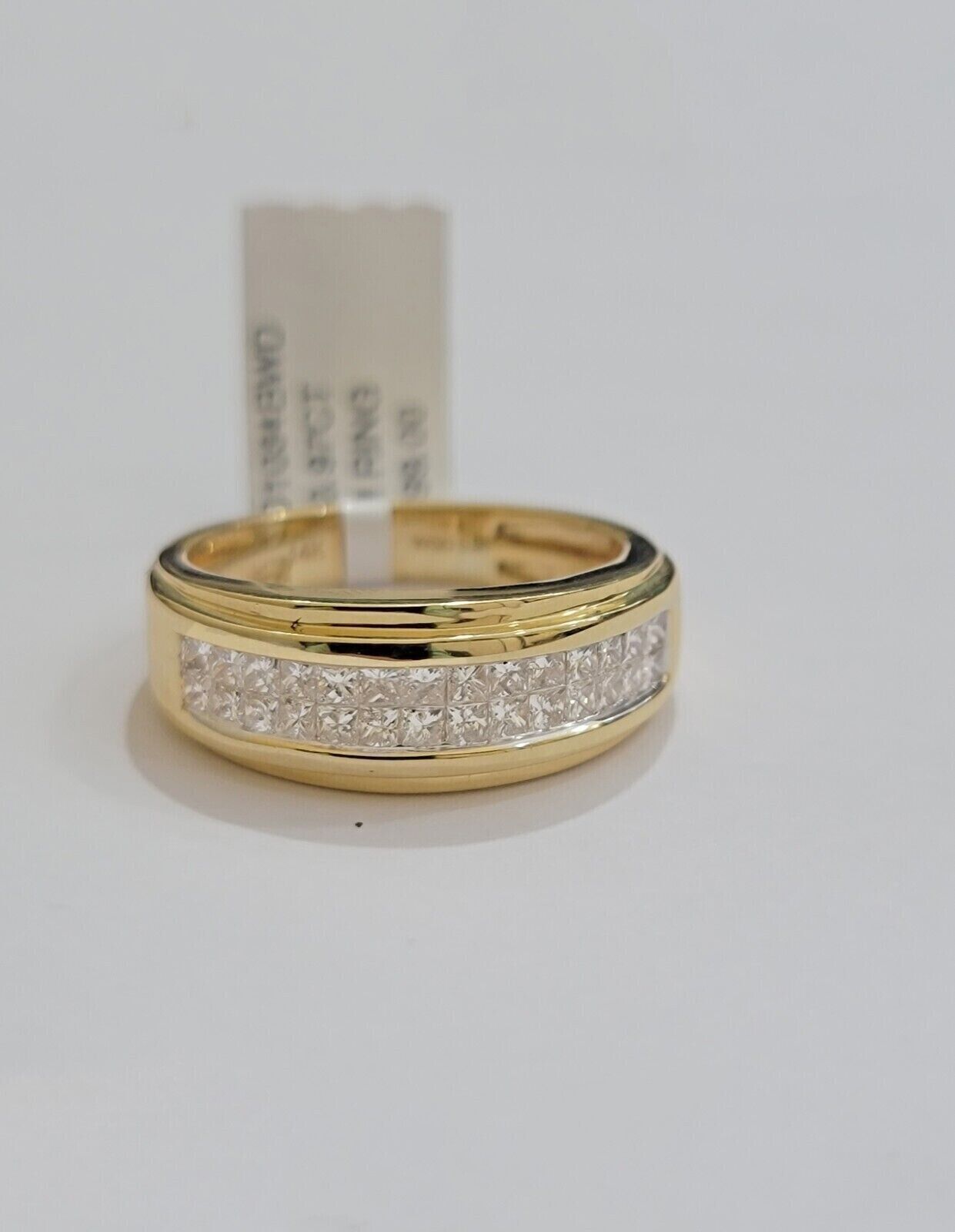 Mens Engagement Wedding Band REAL 14k Yellow Gold Natural Diamond Band Ring SALE