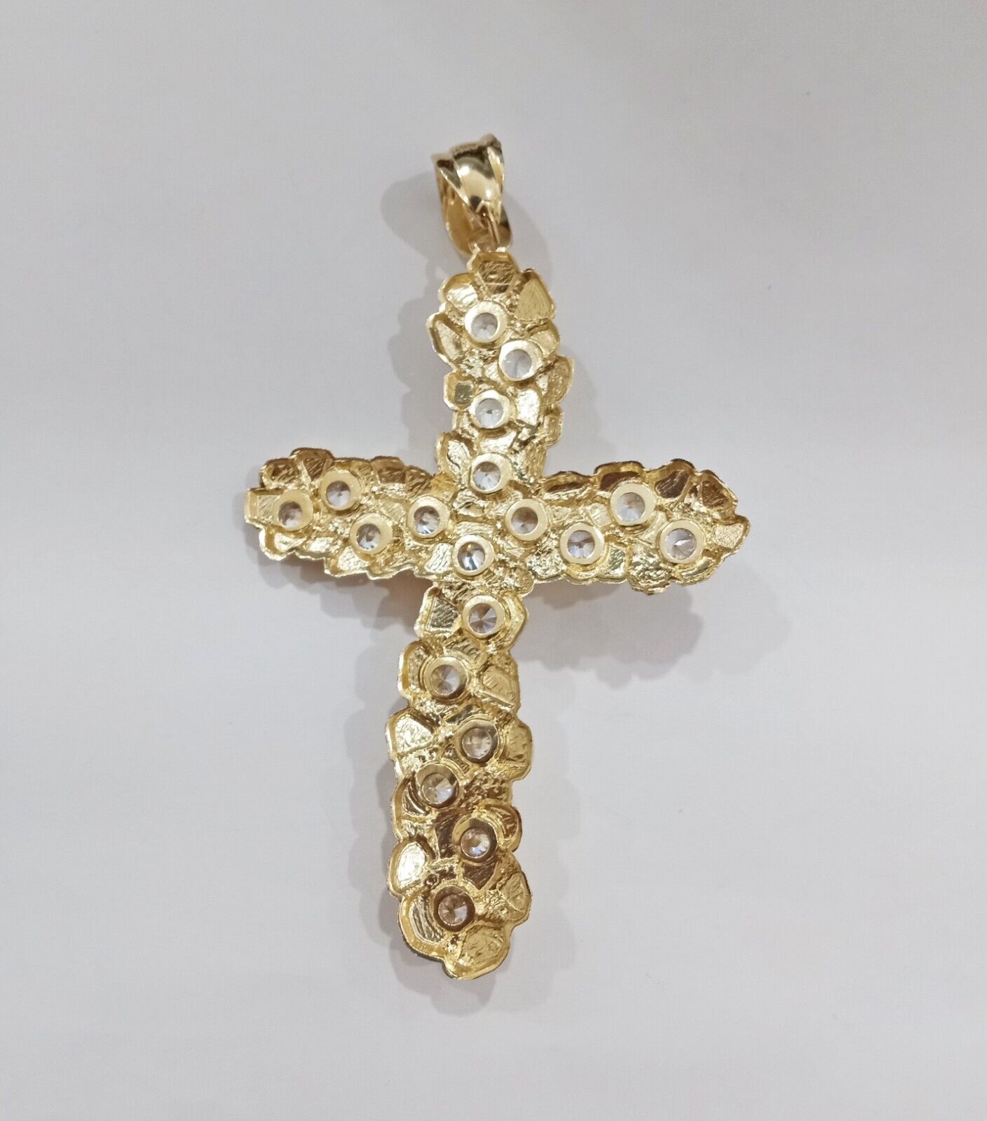 Real 14k Gold Nugget Jesus Crucifix Cross Charm Pendant 14kt Yellow Gold Men