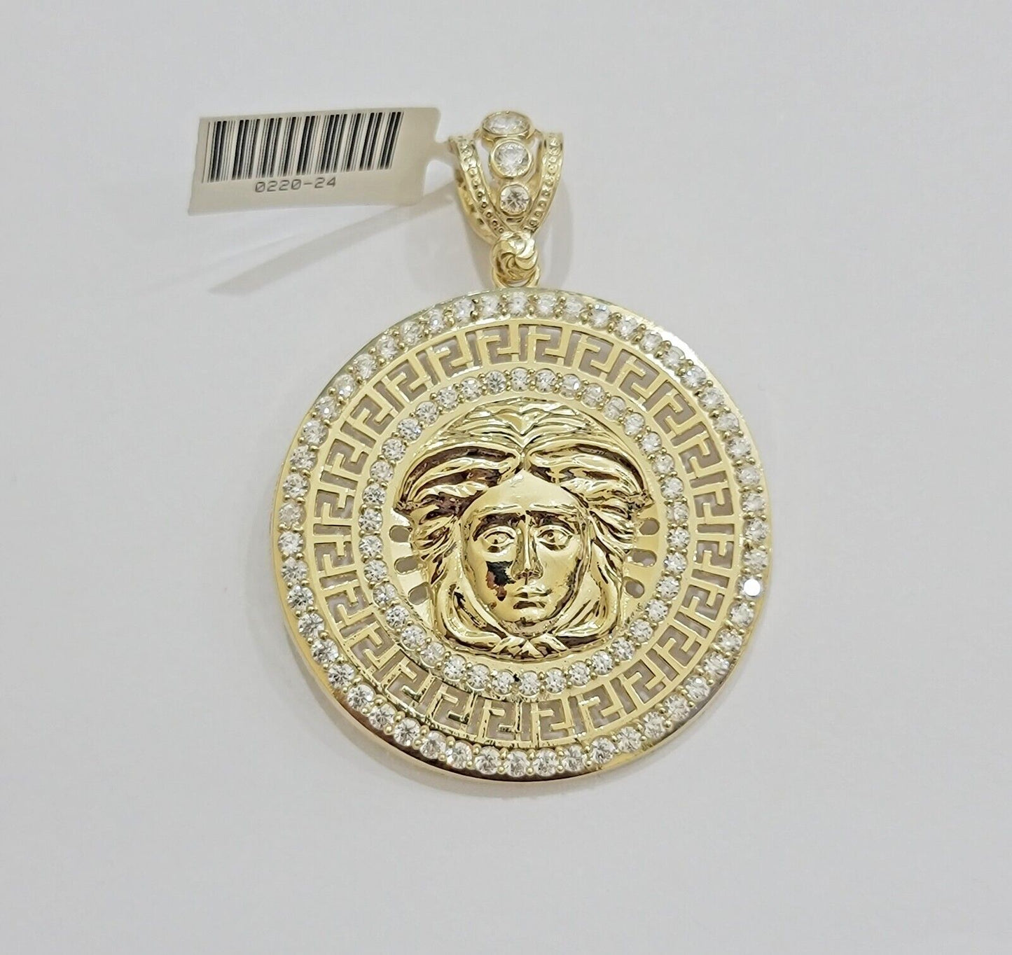 Real 10k Yellow Gold Medusa Head Charm Pendant 2.25" With Stones 10kt for Chain