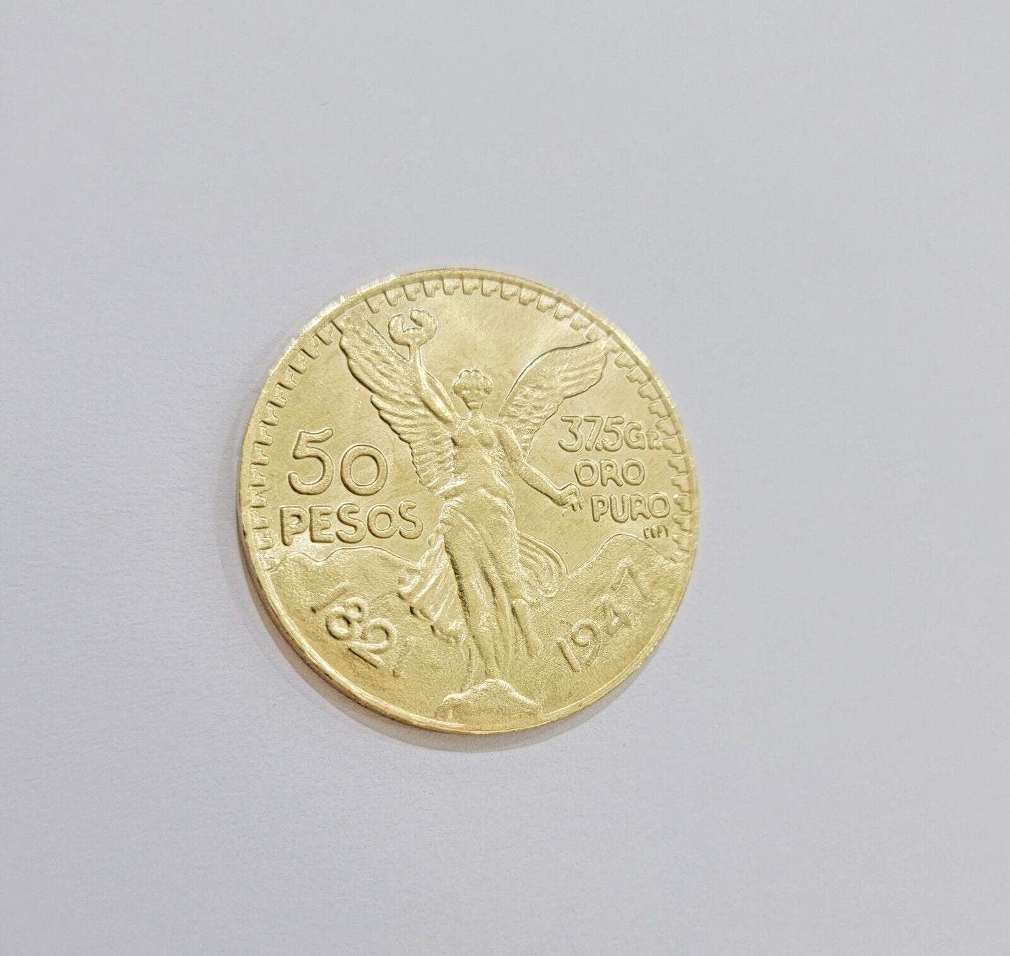 Centenario Coin Custom Solid 10k Yellow Gold 50 Pesos 1947 Mexico Mexican Coin