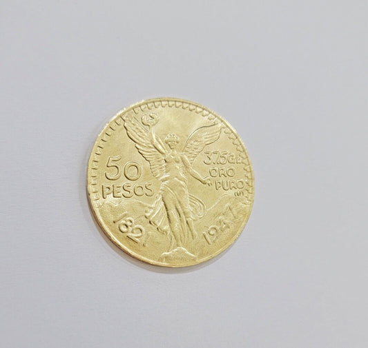 Centenario Coin Custom Solid 10k Yellow Gold 50 Pesos 1947 Mexico Mexican Coin