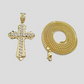 Real 10k Yellow Gold Franco Chain 2.5mm 20" inch Necklace Jesus Cross Charm 10kt