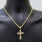 Real 10k Yellow Gold Cross Charm Rope Chain Necklace 4mm 18'' Pendant 10kt Jesus