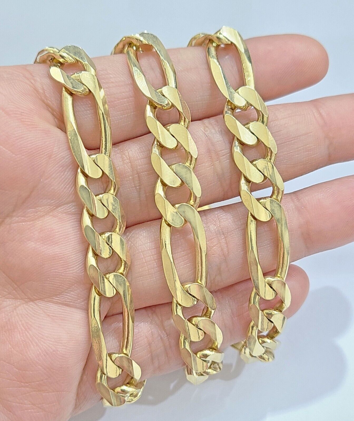 14k Solid Yellow Gold Figaro Chain 10mm 24'' Inches Necklace Real 14kt