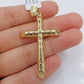 Real 10k Gold Miami Cuban Chain 5mm 24" Inch Necklace Cross Pendant 10kt Charm