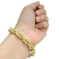 10mm Rope Bracelet 8 Inch Mens Solid 10k Yellow Gold With Diamond cuts REAL 10KT