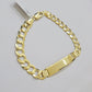 10k Yellow Gold Bracelet ID Cuban Curb Link 9.5mm 8.5 Inch Name Plate SOLID REAL