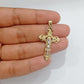 Real 10k Yellow Gold Jesus Crucifix Cross Charm Pendant Men Women 10kt Gold