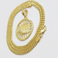 10k Yellow Gold chain Charm Pendant set Miami Cuban 4mm 24 Inch & Last supper
