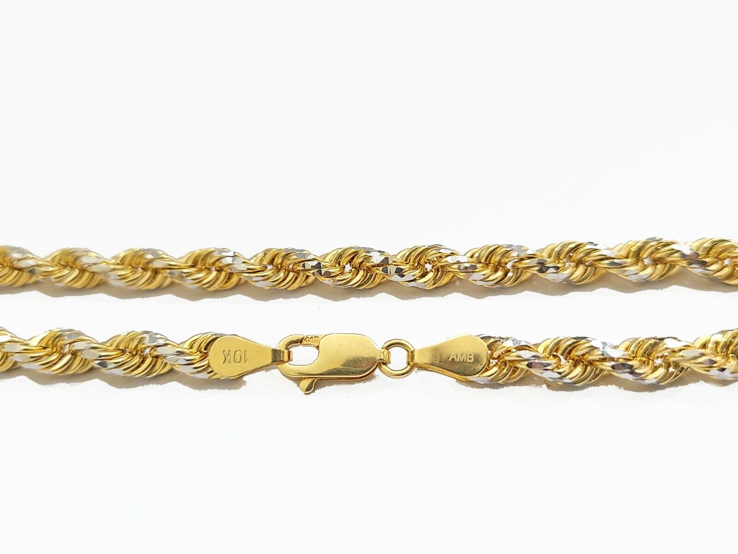 Real 10kt Solid Yellow Gold Rope Bracelet Diamond Cut Unisex 8 Inches 4mm