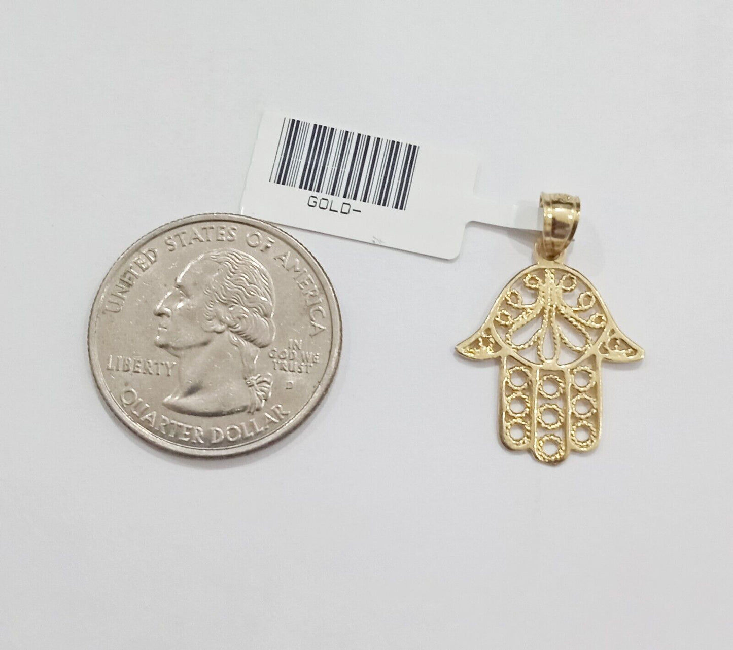 Real 10k Yellow Gold Hamsa Hand Charm Pendant Men Women 10kt gold