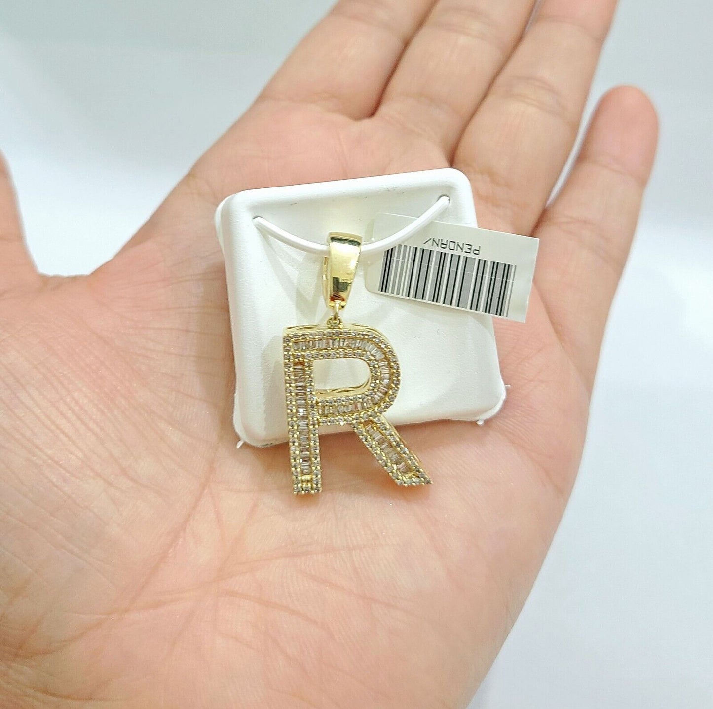 Real 10K Yellow Gold Alphabets Diamond Cut Charm A-Z Pendant  Initials