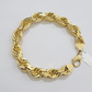 10mm Rope Bracelet 8 Inch Mens Solid 10k Yellow Gold With Diamond cuts REAL 10KT
