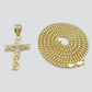 10k Yellow Gold Miami Cuban Chain 5mm 18" inch Necklace Jesus Cross Charm Real