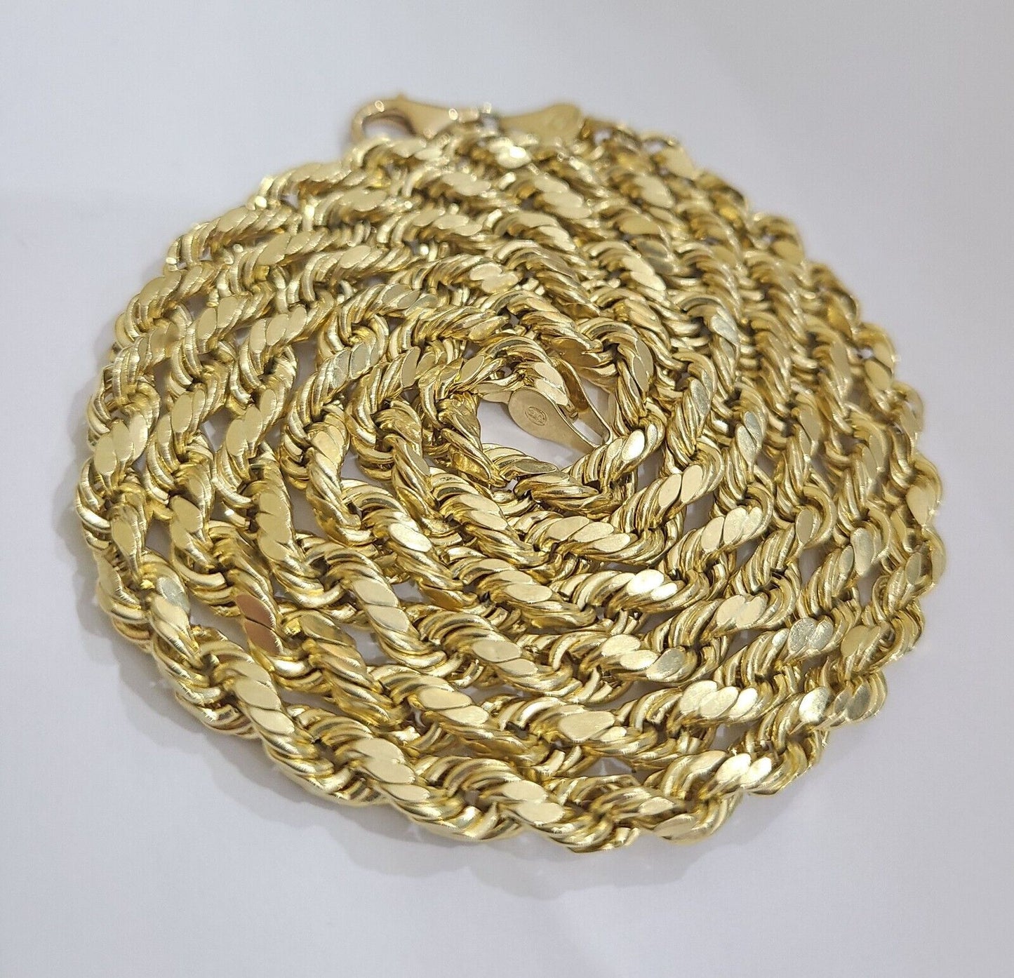 Real 10k Yellow Gold Necklace Rope Chain 6mm 30" inch 10kt Men's Chain For Charm