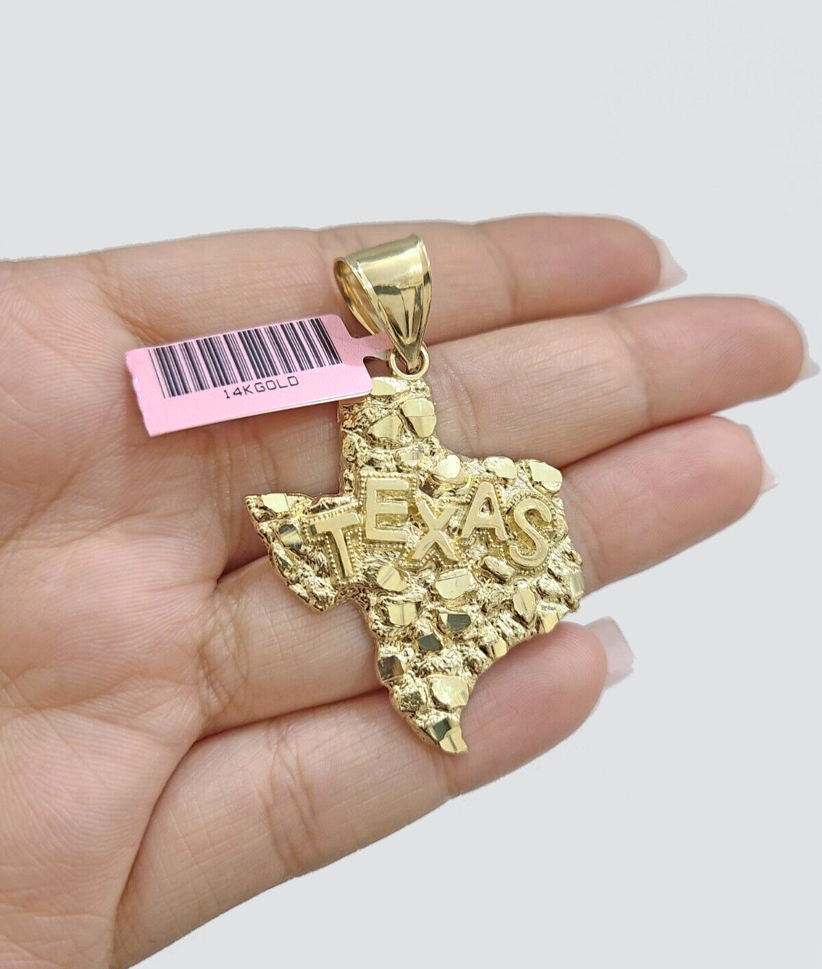 14k Yellow Gold Rope Chain 18'' Inch Necklace Texas Map Charm Pendant Real 14kt