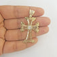 Real 10k Gold Charm Pendant Cross Diamond Cut 10kt Yellow Gold Men Women Unique