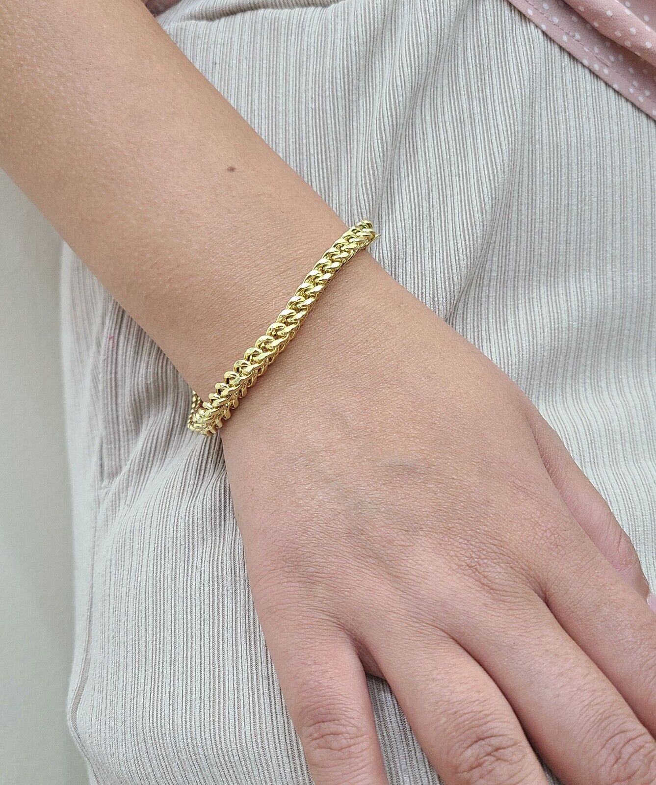 Real 10k Yellow Gold 6mm Franco Bracelet 8.5'' inch 10kt Unisex